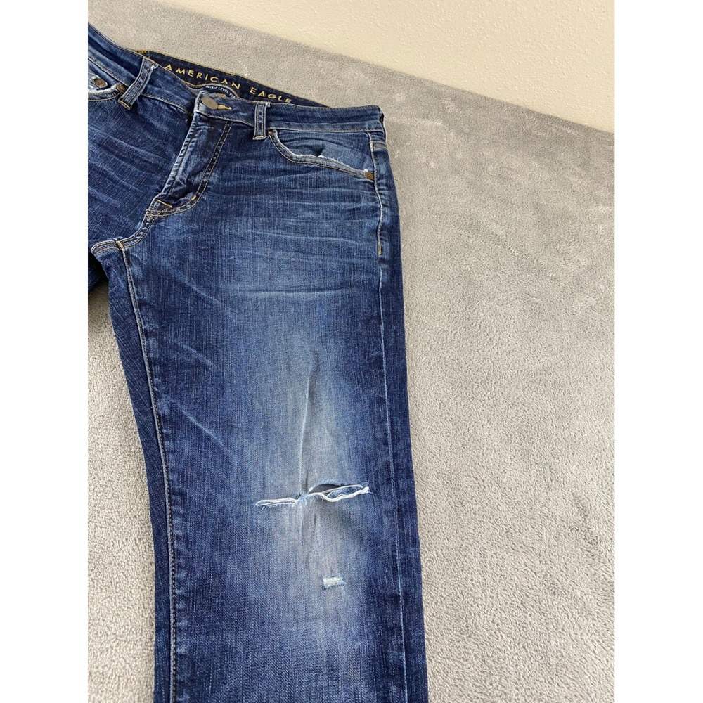 American Eagle Mens Next Level Flex Slim Taper Distressed Dark Wash Jeans 32x30 - Picture 15 of 16